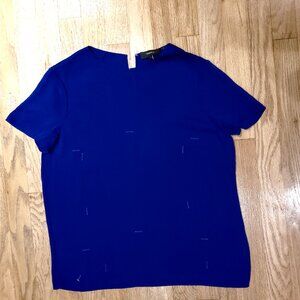 NWOT Theory Silk Blue Blouse Top Size S